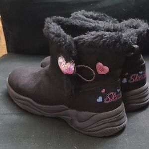 Skechers Black Boots with Heart Details